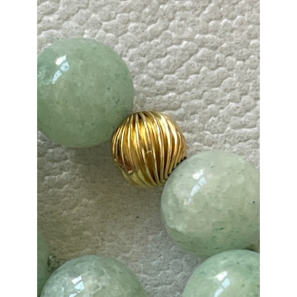Vintage Aventurine Bead Necklace 32" Endless Strand Gold Tone Spacers 106g - Picture 7 of 7